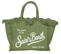 Saint Barth Borsa Colette da Donna in Tela Blu Acqua con Frange Laterali e Tracolla Regolabile