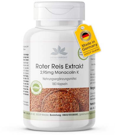 Estratto di riso rosso fermentato 600mg - Monacolina K - 180 capsule - 100% vegetariano | HERBADIREKT by Warnke Vitalstoffe - Qualità da farmacia tedesca