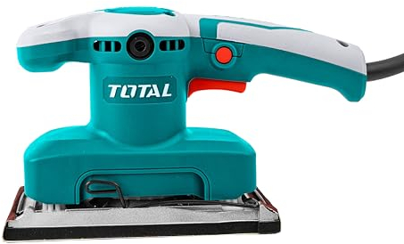 TOTAL - Lijadora Orbital Eléctrica - Base de Aluminio - Potencia: 320 W - Velocidad de Oscilación 14000 rpm - Ideal para Pulir Madera - Incluye 5 Recambios de Lija