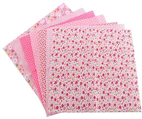 TOPINCN 7st 50 * 50cm bomullstyg diverse rutor förskuren sängkläder svit kvartspaket DIY sömnad scrapbooking quiltningsset (rosa)