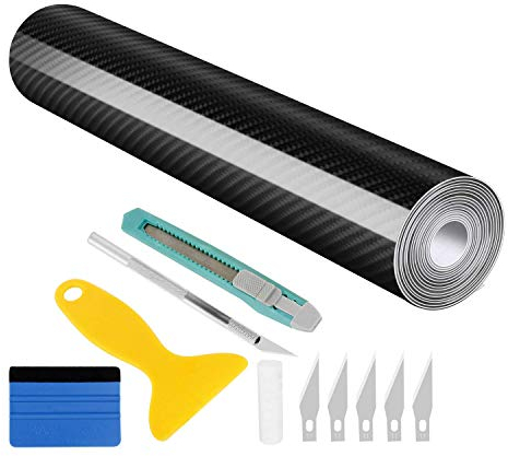 Wilktop 6D Autocollant Carbone Film, Haute Brillance 6D Autocollant Voiture Fibre Vinyle Adhésif Autocollants Pour Véhicule Décoration (Noir 30 x 300 cm)
