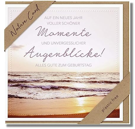 bsb - Karte zum Geburtstag - Nature Card - Nachhaltige Karten zum Geburtstag - Geburtstagskarten mit Umschlag - Geburtstagskarte Frauen & Männer - Glückwunschkarte 15,5 x 15,5 cm - Meer Motiv