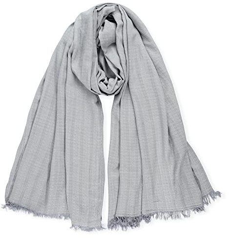 DAMILY Hommes Mode Foulard Echarpe de Plissée Rayée Confortable Coton Lin Hiver Étoles Châle