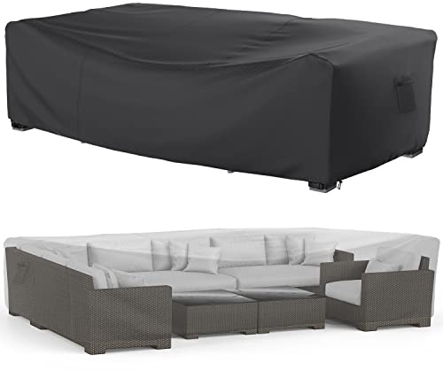 Mrrihand Funda Muebles Jardín Impermeable 280x204x106 cm, Funda Sofás Jardín Exterior 600D Tela Oxford Impermeable con Revestimiento de PU, Funda Mesa Jardín con Salida de Aire para Mesas y Sillas
