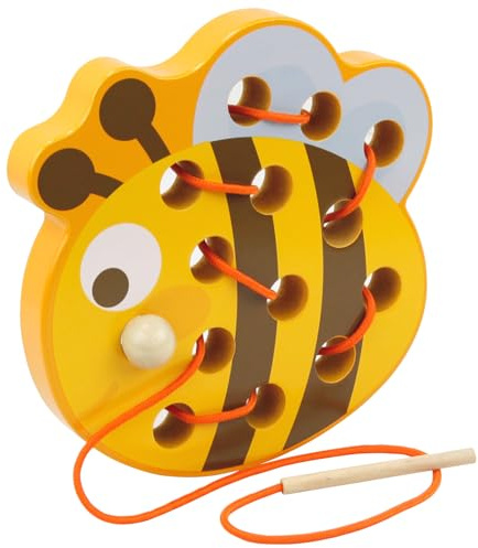 Sealive Wooden Lacing Toys for Toddlers - Fun and Educational Threading Set | Develop Fine Motor Skills | Durable Montessori Toy for Travel (Bee)