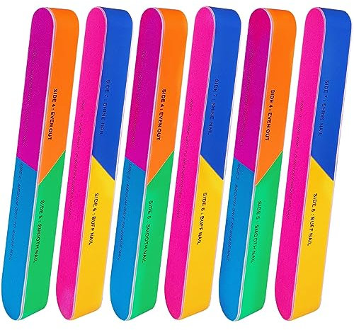 Buffer per unghie a 7 vie (6 pezzi), blocchi tampone per unghie naturali lucentezza più liscia blocco di lucidatura aggiornato 7 passaggi lucidatore lima per unghie buffer 120/240/600/3000/6000/6000