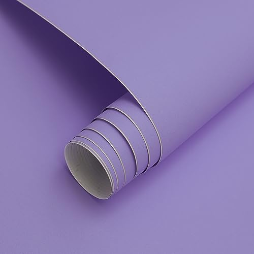 Timeet Peel and Stick Wallpaper Purple Matt Surface Sticky Back Plastic Roll 40x300cm Self Adhesive Wallpaper Wrap Covering Furniture Stickers Waterproof Vinyl Film for Cabinet Wall