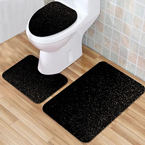 IUBBKI Alfombrilla de baño, alfombrilla antideslizante de baño, brillo brillante de Navidad, color negro, abstracto, vacaciones, blanco, S, juego de 3 piezas absorbente antideslizante alfombra de baño
