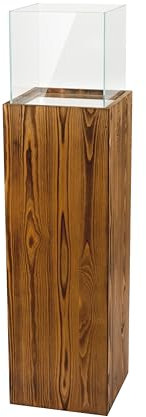 DECOKTIVO Windlicht-Säule, Kerzenständer, Deko-Laterne, Dekosäule, Bodenwindlicht, Holz und Glas, Für Wohnzimmer Balkon Terrasse, Nuss, 100 cm Hoch