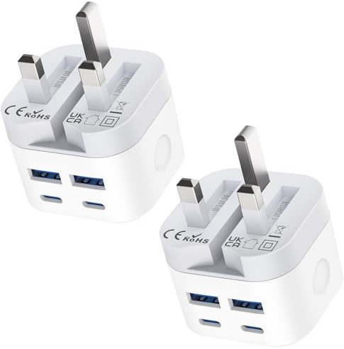 USB C Plug 2Pack, USB Plug Fast Charing Port i Phone Type C Power Adapter and Micro USB Port, USBC Wall Charger Compatible with iPhone 17/17 Air/16/16e/15 14 13 12 11 Pro Max XR XS, iPad