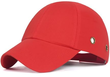 Baseball Bump Cap, Safety Hard Hat Style Comfortable Lightweight Head Protection Cap Adjustable Four Vents Protective Hat for Men Women (Red)