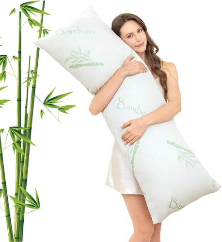 Haani Bamboo Bolster Long Pillow,Anti Dust and Anti Bacterial High Density Memory Foam Pillows (92cm x 40cm(3FT))
