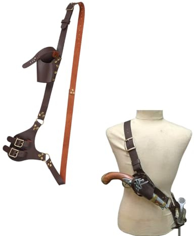 JNGUOSICN Medieval Leather Belt with Sword Holster Adjustable Sword Scabbard Belt Vintage Shoulder Weapon Frog Retro Sword Shoulder Strap Sheath Holder Halloween Knight Warrior Pirate Costume