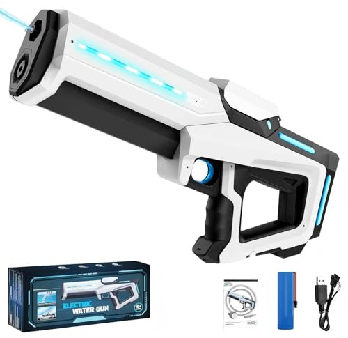 Pistola ad Acqua Elettrica,Pistole ad Acqua Potenti a Lunga Distanza e Alta Capacità,Pistola ad Acqua Grande con Luci LED,Giocattolo Acquatico Per Adulti e Bambini per Spiaggia,Piscina,Feste