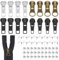 Nogeqi Set di riparazione con chiusura lampo, 57 pezzi, con chiusura lampo, di ricambio rimovibile, chiusura lampo, per giacche, cappotti, zaini (nero argento)