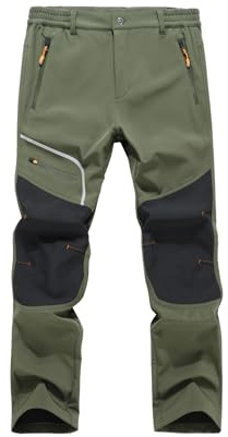 Tansozer Men's Outdoor Trousers Fleece Warm Waterproof Softshell Work Hiking Ski Pants with Zip Pockets