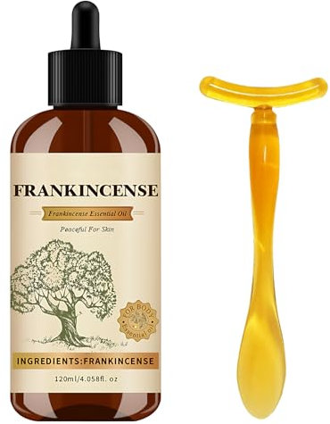 Weihrauchöl Bio für Haut, Frankincense Oil for Face, 120ml Weihrauchöl für Gesicht für Diffuser, Hautpflege, Haarpflege, Massage, Bad mit Massagestab