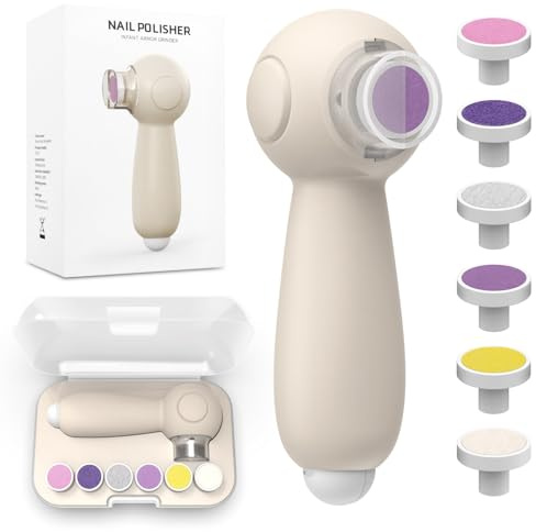 Elektrische Nagelfeile, Baby Nagelpflegeset Elektrisch mit 6 Schleifkopf, 2 in 1 Nagelknipser und -Feile, LED-Beleuchtung, Geräuscharmes Nagelpflege Set für Baby, Kleinkinder und Erwachsene, Warmweiß