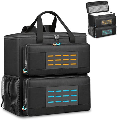 BVOMVEN Computer Desktop Tower Carrying Case with Padded Protection & Multiple Pockets, Gaming Computer Backpack Holds CPU Mainframe, Keyboard, Mouse, Cables and Accessories
