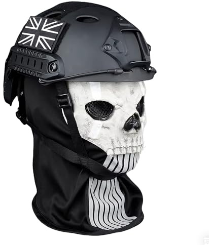 LZAQHMT Set Casco Tattico Airsoft Fast - Con Maschera Paintball Ghost Skull Equipaggiamento Protettivo Per Cosplay Attività All'aperto