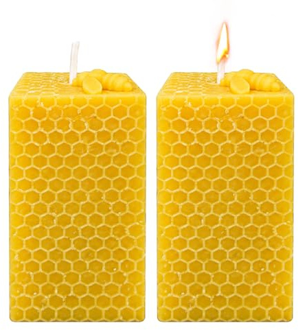 2PCS Beeswax Candles, Cube Honeycomb Beeswax Candle UK, Pure Bees Wax Candle UK, Bees Wax Candles with Cotton Wick for Relaxation, Handmade, Non-Toxic, Eco-Friendly