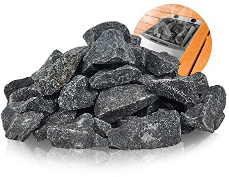Pierres de sauna finlandais original 20 kg olivindiabas Infusion pierres Pierre vapeur pour poêle pour sauna Four électrique poêle à bois