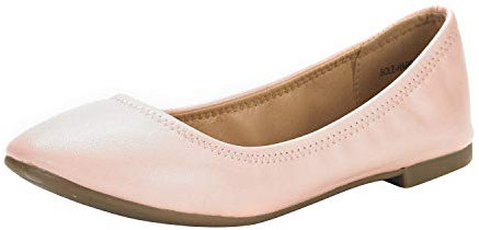 DREAM PAIRS Women's Slip On Round Toe Ballerina Ballet Flats Pumps Shoes Sole Happy Pink Size 11 US/ 9 UK