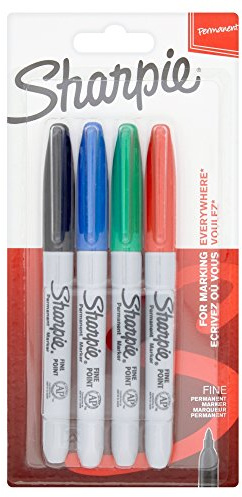 Sharpie Permanentmarker, feine Spitze, sortierte Standardfarben, 4 Stück