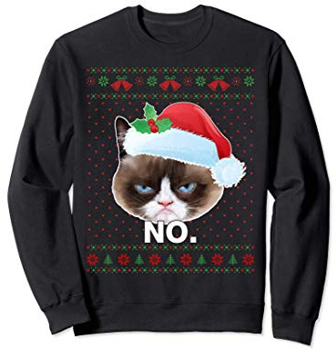 Gatto brutto maglione Natale Babbo Natale gatto divertente Felpa