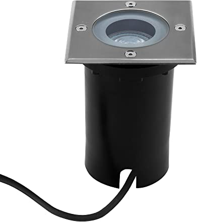 Ledvion - LED Bodenstrahler Quadrat, IP67, GU10 Fassung, 1m Kabel, Außenleuchte, Gartenbeleuchtung