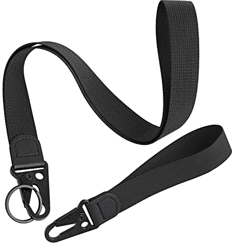 Molain 2 Stück Schlüsselband mit karabiner, schwarz schlüsselband lang Wristlet Umhängeband Neck Lanyard strip Handgelenk und Halsband