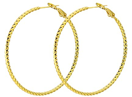 Lieson Titan Ohrringe Damen, Damen Ohrringe Creolen Gold Ohrringe Verdrehte Rund 40MM