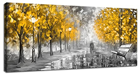 FajerminArt Stor kanvas väggkonst den gyllene hösten bildtryck väggdekor för vardagsrum sovrum kontor kök, redo att hänga (1122 x 50 cm)