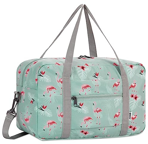 Ryanair Handgepäck 40x30x20, 40x20x25 Handgepäck Tasche für Flugzeug Reisetasche Klein Faltbare Sporttasche Weekender Koffer für Herren und Damen von WANDF(Blauer Flamingo 20L mit Schultergurt)