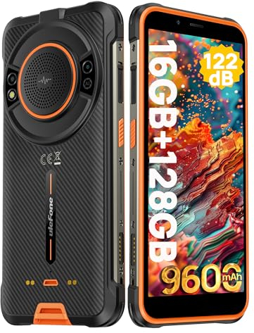 Ulefone Power Armor 16S Outdoor Handy 2024, Android 13 Outdoor Smartphone Octa-Core, 122dB Lautsprecher 9600mAh Akku 16+128GB/SD-128GB, 50MP Kamera IP68 Wasserdicht NFC/OTG/GPS 4G Dual SIM Orange
