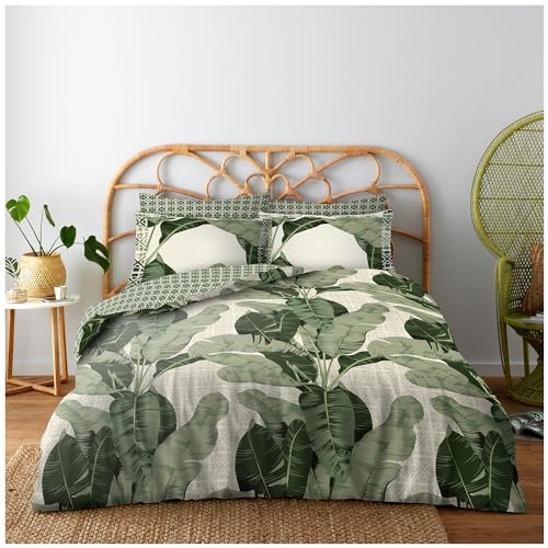GC GAVENO CAVAILIA Botanical King Size Duvet Cover Sets, Reversible Polycotton Geometric Quilt Cover Set With Pillowcases, Luxury Tropical Palm Leaves Bed Set, Multi