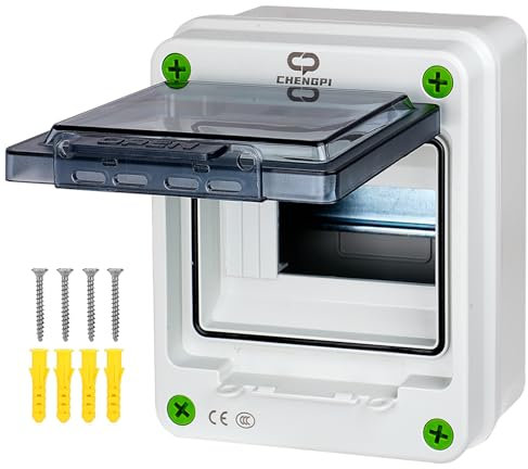 CHENGPI Coffret Electrique Etanche IP66, Boîte à Fusibles Distributeur en Saillie, 1 Rangée 6 Modules Boite De Derivation Etanche Exterieur En Saillie, pour Maison/Bureau