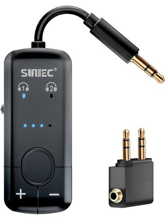 Adaptador Bluetooth 5.3 para AvióN, Airfly Compatible con 2 Airpods O Auriculares con Aptx Low Latency, Transmisor De Audio InaláMbrico Aux De 3,5 Mm para Viajes, TelevisióN, Gimnasio, Tabletas,Negro
