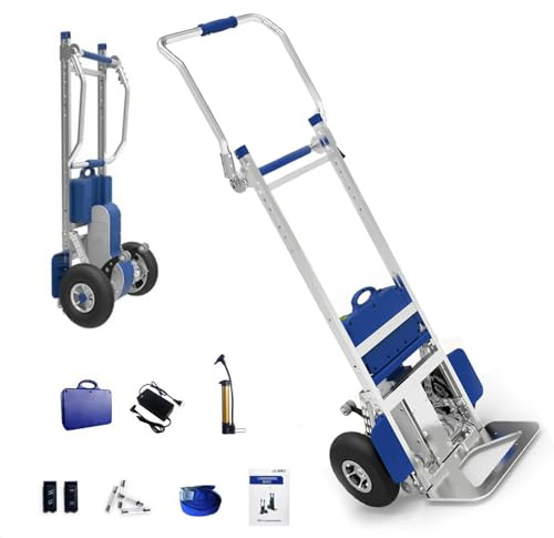 Heavy-Duty Luggage Trolley Cart, Folding Hand Trolley, Electric Powered Stair climber Sack Truck, Stair Climbing Cart Carrier for Goods With Removable 48 V/7.5 Ah Battery