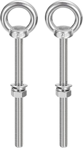 QUARKZMAN Bullone ad Occhiello di Sollevamento, 2 Set M8 x 120mm Bullone ad Occhiello con Dado Rondella Acciaio Inossidabile 304 Anello Sollevamento a Spalla per Appendere Oggetti