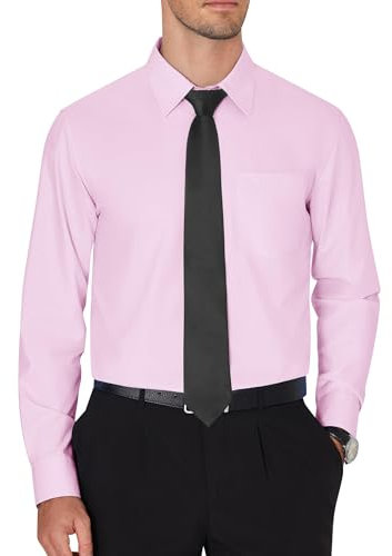 J.VER Anzug Hemd Herren Longsleeve Hemden Hochzeit Elegant knitterarm Arbeitshemd Classics Freunde Familie Alltag Herrenhemden,Rosa,S