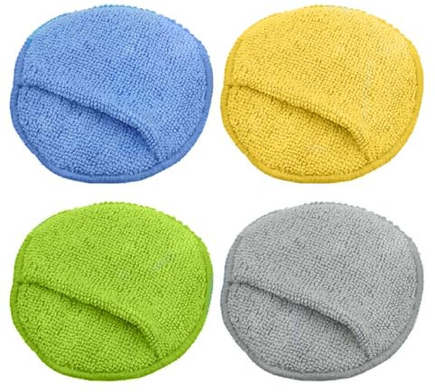 OUDQFCJ 4 PCS Handpolierschwamm Set, Mikrofaser Polierschwamm, Autowachs Reinigungs Polierschwämme, Zum gleichmäßigen Auftragen von Politur, Wachs und Pflegemitteln.