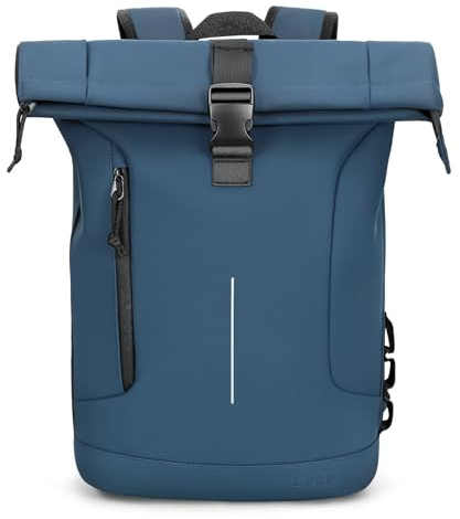 Lekespring Rolltop Rucksack Herren Damen, Wasserdicht Laptop Schulrucksack mit 17 Zoll Laptopfach, Groß Reiserucksack Travel Business Backpack Daypack für Reisen, Arbeit, Uni Schule-Blau