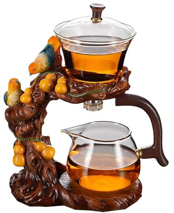 KALWEL, Set da tè automatico,Teiera magnetica,Bollitore magnetico semiautomatico, Birra di tè pigro in vetro, Set da tè domestico di alta qualità