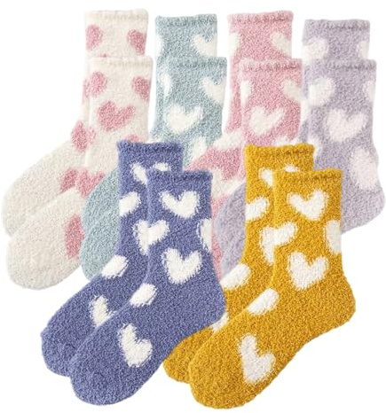 PangWuu Lot de 6 paires de chaussettes douillettes pour femme - Chaussettes chaudes pour l'hiver - Chaussettes moelleuses - Différentes couleurs - Idéales comme cadeau pour Noël ou un anniversaire