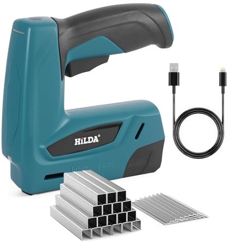 Cordless Staple Gun, 2 in 1 Rechargeable Stapler Nailer Lightweight Electric Stapler with USB Cable, 1000 Pcs Each Staples/Nails Ideal for Upholstery Crafts Roofing Carpeting Woodworking Repair