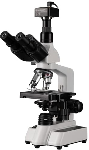 Bresser Microscope trinoculaire 40-1000x avec caméra SF Full HD, éclairage LED dimmable, idéal pour l'école et Les Loisirs