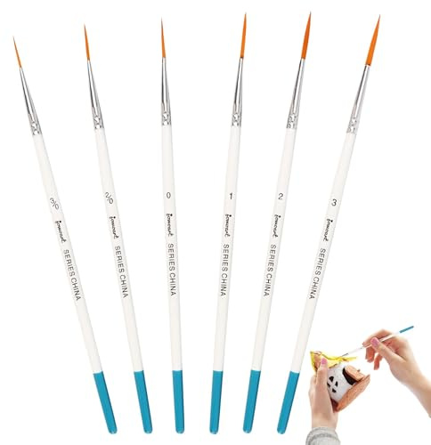 6 st konstnärspensel set ultrafina manusfoder borstar extra långa flexibla spetsdetaljer målarborstar för akryl akvarell olja gouache miniatyrer nagelkonst professionell fin målning