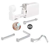 WillTen Lot de 2 pistolets de piercing G23 en titane avec zircone cubique de 2 mm préinstallé pour le nez