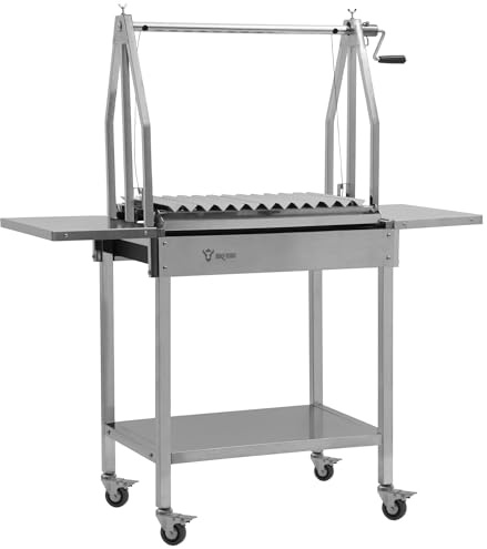 BBQ-Toro Barbecue a carbonella argentina con ripiani laterali, in acciaio inox, 119 x 45 x 135 cm